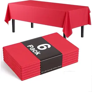 6-Pack Disposable Plastic Tablecloths 54"x72", Durable Large Party Tablecloth for Weddings, Birthdays, Buffets, Easy Cleanup