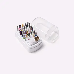 30 Hole Nail Drill Bit Cleaning Storage Box 2 in 1 Nail Art Tool Dust Cleaner Case Portable Organizer for Polishing Heads Back to School Season Nail Art Supply
