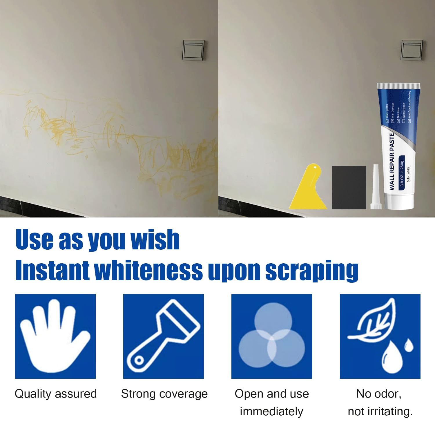 Drywall Patch Repair Kit 250g Wall Mending Agent Multi-functional Quick-drying Paste Adhesive Heavy Duty Concrete Sealant Waterproof Self-adhesive