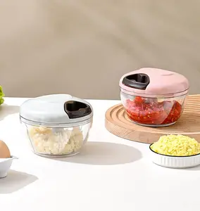Manual Pull Garlic Chopper - Mini Kitchen Food Processor for Garlic, Onion, Chili