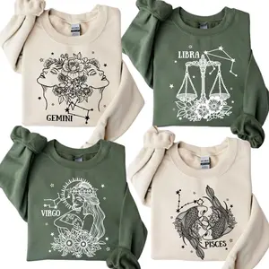 FULL 12 Zodiac Constellation Sweatshirt – Vintage Celestial Astrology Crewneck for Women & Men, Trending Christmas Unisex Graphic Sweatshirt, Casual Outfit, Comfortable Menswear & Womenswear Top, Perfect Xmas Gift For Men And Women, Nov24