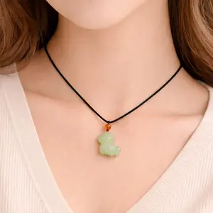 Yuora Natural Nephrite Black String Necklace - Horse - Jade Jewelry
