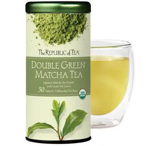 The Republic of Tea - Organic Double Green Matcha, Gourmet Blend of Organic Green Tea And Matcha Powder, 50 Tea Bags