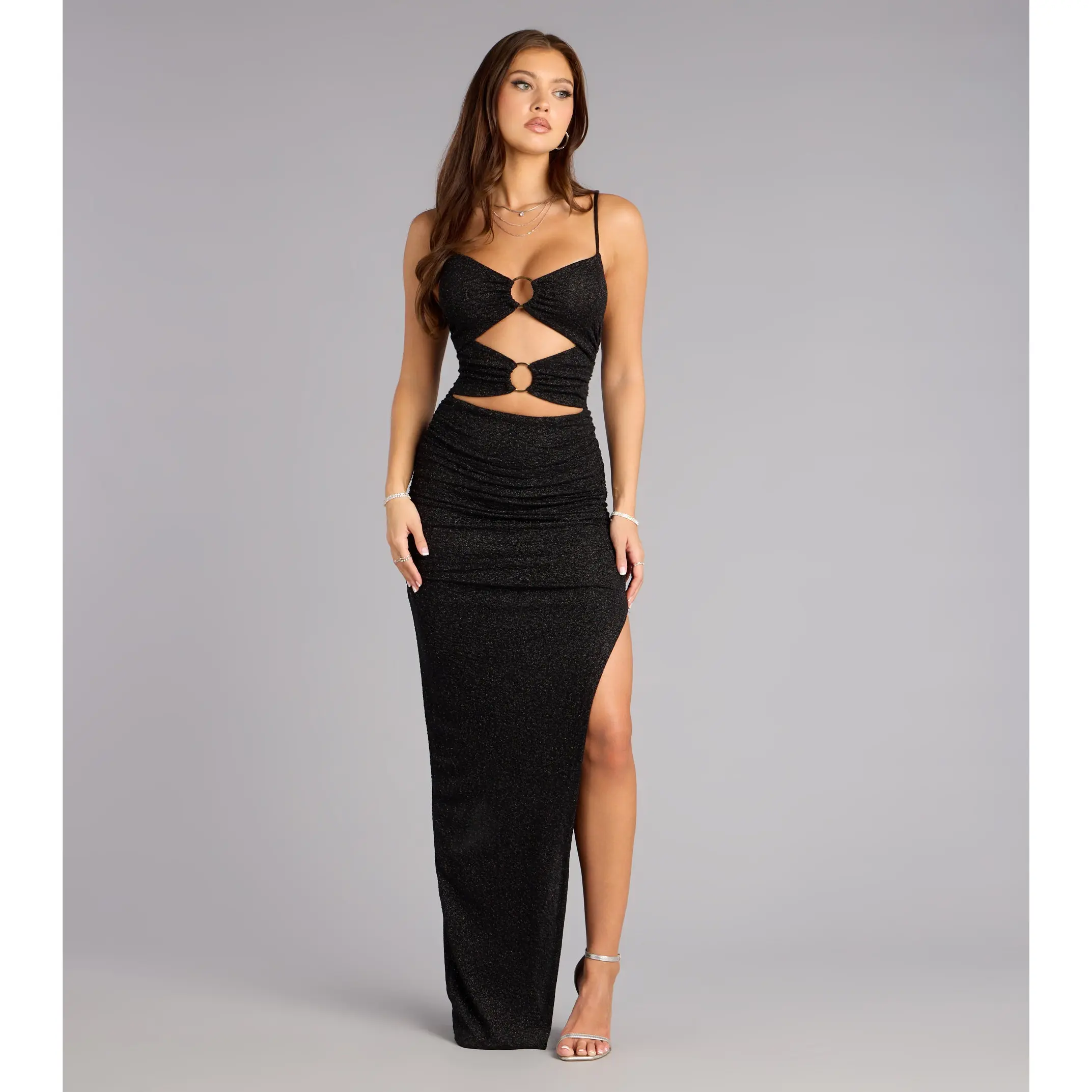 Maribelle Glitter Cutout Slit Formal Dress - TikTok Shop Maribelle Glitter Cutout Slit Formal Dress - TikTok Shop