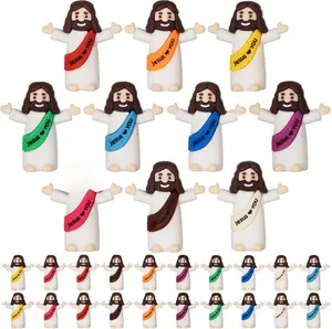 30 Pcs Mini Jesus Figures Tiny Jesus Loves You Figurine Little Religious Christ Savior Doll to Hide and Seek for Sunday Easter Egg Stuffers Gift (30, Multicolor)