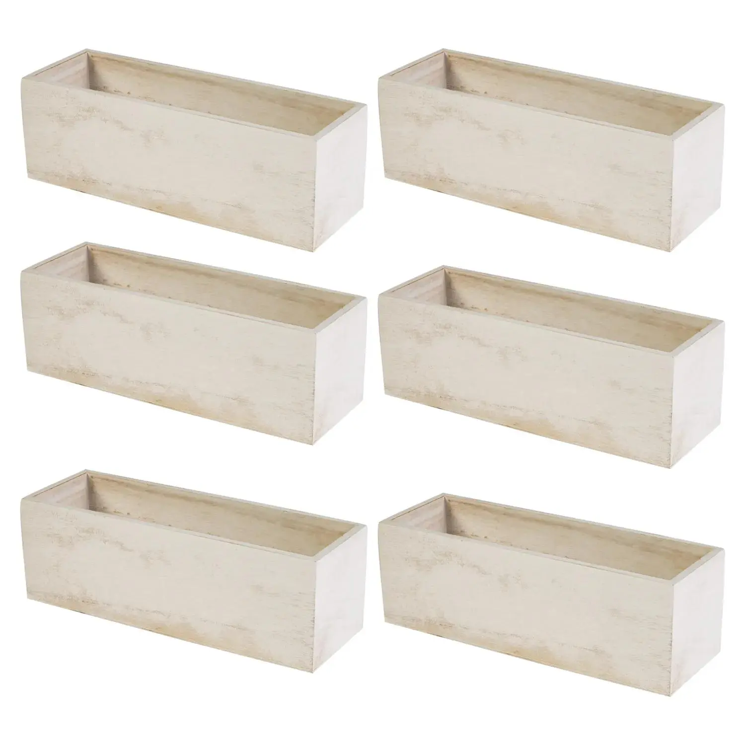 Bulk 12 Pc. Whitewash Planter Box Centerpieces