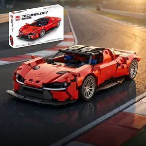 1:14 Technic Red Sports car Building block Set (1247 Pcs) - Collectible Racing Model Kit with Butterfly Doors & Engine Gears, STEM Toy Gift for Adults living kids race car