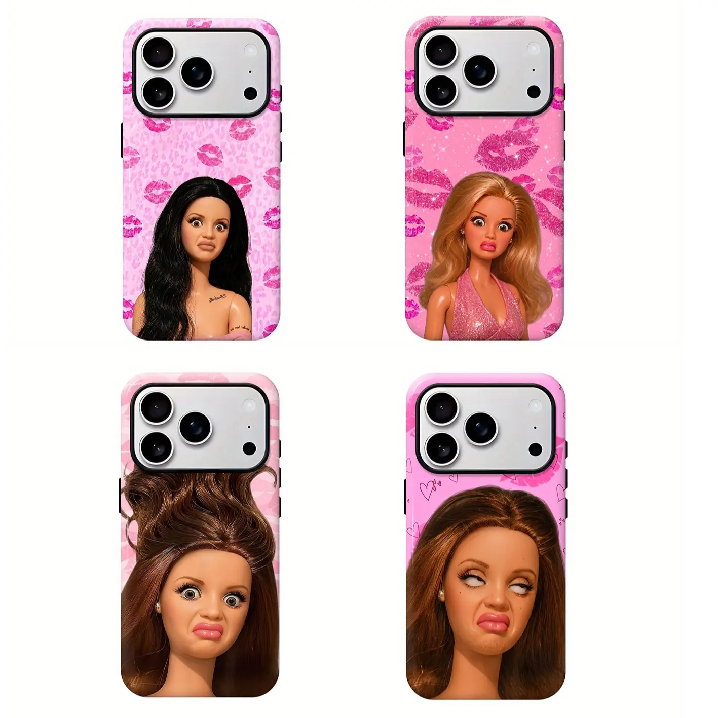Funny Sarcastic Eye Roll Doll Phone Case, Cute Y2K Aesthetic Pink Meme Shockproof Phone Cover