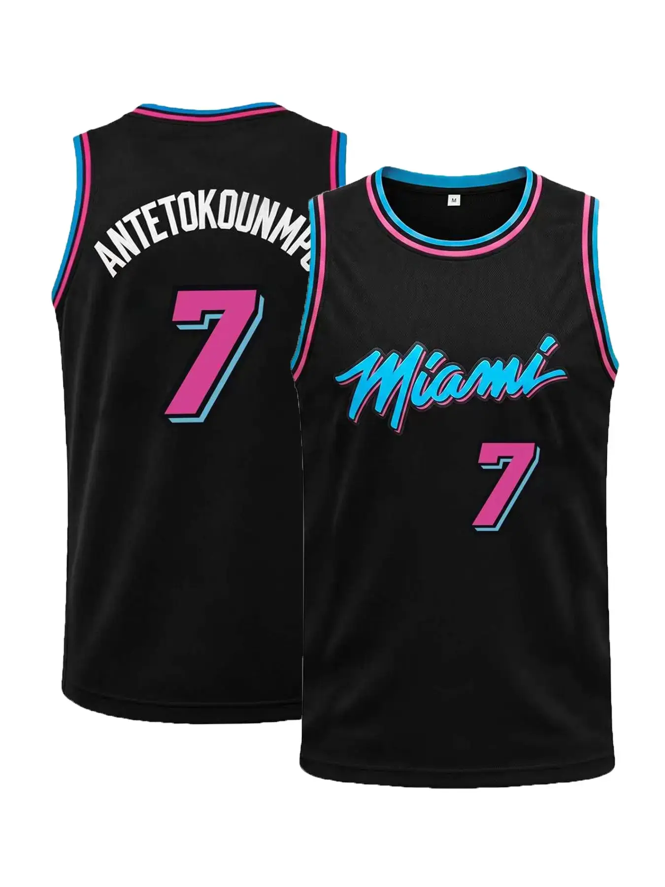 #7 Miami Color Blocking Basketball Vest, Summer Basketball Jersey, Stitched Embroidered Sleeveless Hip Hop Streetwear for Men and Women, Sportswear For Summer