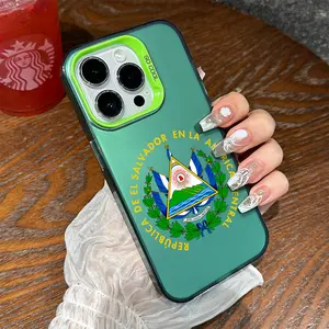 El Salvador Coat of Arms Pattern Shockproof Phone Case for iPhone 7 8 X XR 11 12 13 14 15 16 17 Pro Max Plus Air 17E Protecitved Cover, Patriotic Salvadoran Flag Design