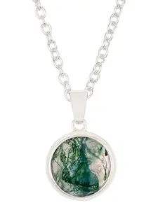 Moss Agate Pendant Necklace, Natural Gemstone Jewelry For Women Gift, Everyday Jewelry