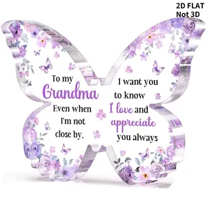 Butterfly Pattern 2D Flat Acrylic Decorative Plaque, Grandma Gift, Desk Decor for Nana and Grandmother, Home Decor, Gift for Grandma, Thanksgiving Gift, Signs