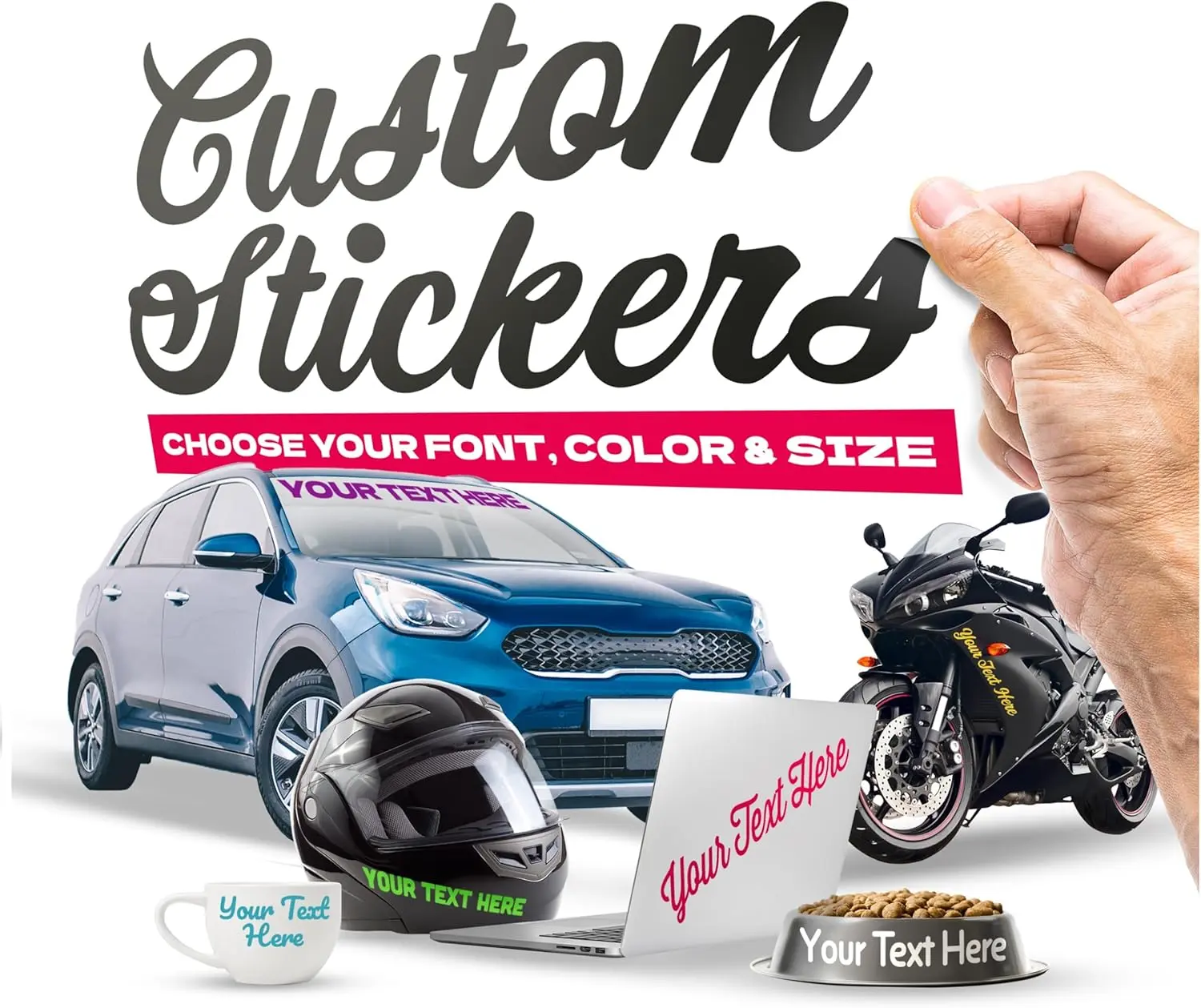 Custom Vinyl Letter Print Decal - 11x11 Self-Adhesive Peel-and-Stick Vehicle Sticker, Long-Wearing Water-Resistant Outdoor Safe Nautical Design for Car Glass Windows, Business Branding | Any Font, Any Color | Sticky Chix (Social Media Handles Compatible)