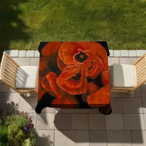 360 Stand Elegant Poppy Bouquet Floral Motif Tablecloth - Design Lovers' Indoor-Outdoor Home Decor Textile, Water-Resistant, Mildew-Resistant, Easy-Care, 58x58 in, Stunning Appearance, Model C1TC5858PD6P5S