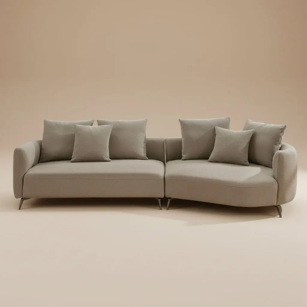 Lusia Boucle Sectional Sofa Mocha Right