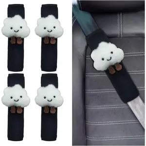 Fluffy Cloud  Seat Belt Pads - Cute Seat Belt Covers for More Comfortable Driving - Safety Seatbelt  Strap Cushion Protect  and  - Backpack  Pad for  Adults (4PCS)