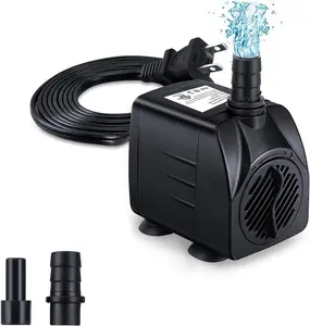 Submersible Pump, 130GPH(10W 500L/H) Fountain Water Pump, Compact Fountain Pump with 6.5ft Power Cord, 2 Nozzles for Fish Tank, Pond, Aquarium, Hydroponics (130GPH)