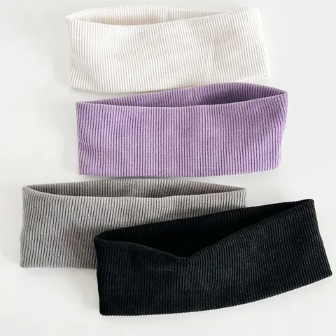 4pcs Korean Striped Knitted Wide Hairbands Set, Soft Headband Head Wrap, Unisex Casual Fashion Accessory, Daily Wear, Sports Gym, Sports Headbands, Workout Headband, All Seasons