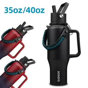 BJPKPK Insulated Water Bottle with Straw Lid 2 Lids & Paracord Strap T-SHAPED for Cup Holder Friendly 18/8 Stainless Steel Vacuum Insulated BPA Free Leakproof