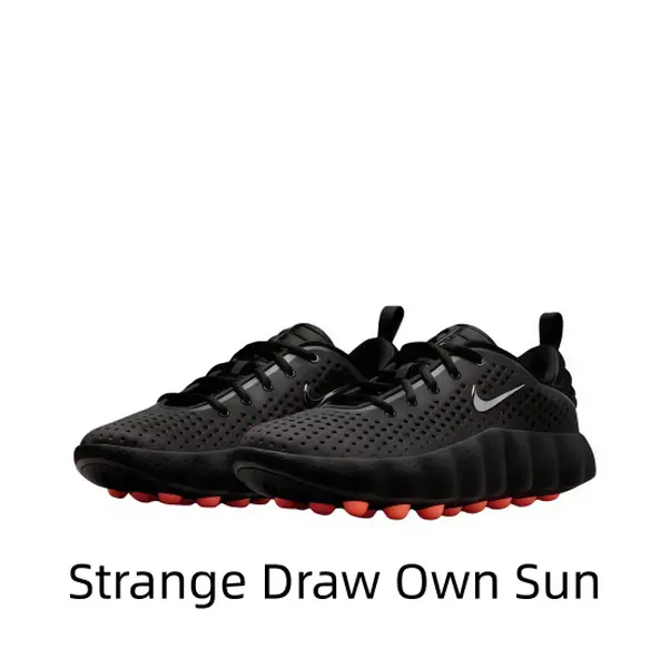 All Black Breathable Perforated Mesh Running Sneakers, Bright Red Rubber Outsole Lightweight Daily Training Shoes For Men Women