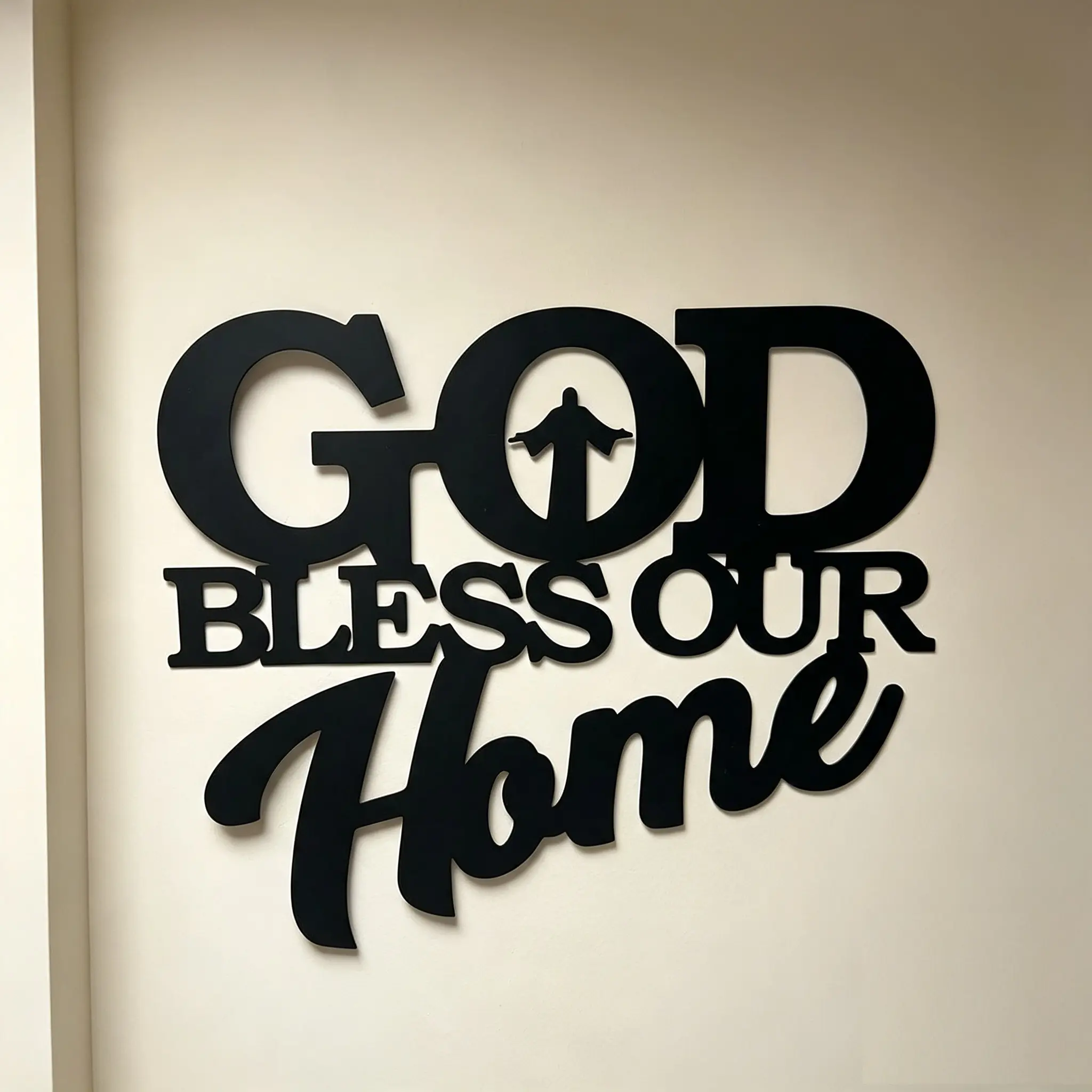 God Bless Our Home Metal Wall Art, Christian Faith Sign,Home Decor For Entryway,Farmhouse Scripture, Faith Decor