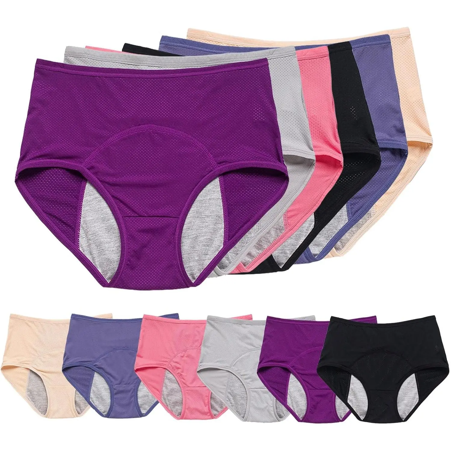 6pcs Women's Incontinence Underwear Washable, Incontinence Panties for Women Over 60 Plus Size