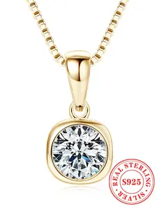 S925 Sterling Silver Synthetic Moissanite Pendant Necklace for Women & Girls, Fashion Jewelry for Party, Daily Decor, Trendy All-match & Exquisite Jewelry for Birthday Gift, Elegant Necklace
