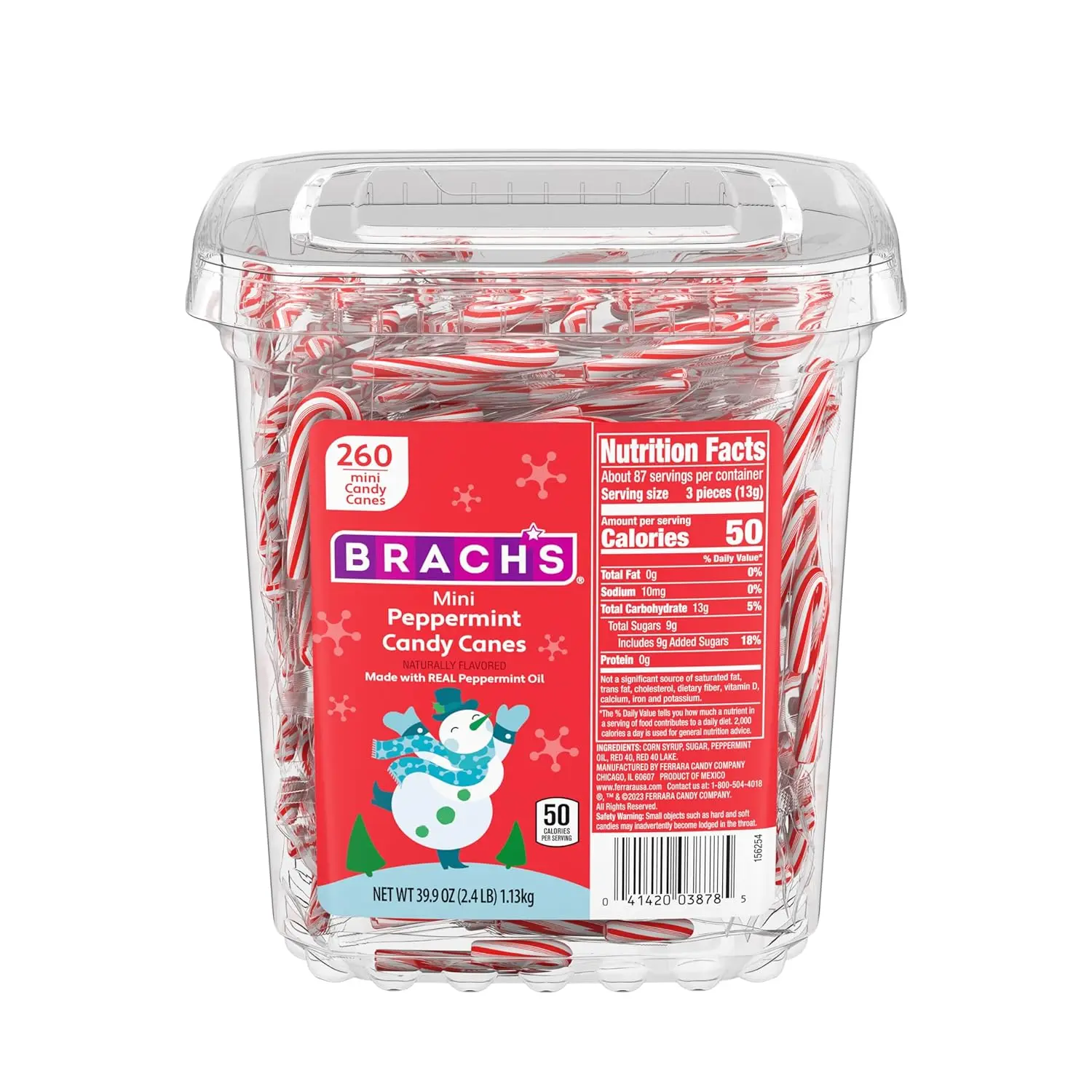 Brach's Mini Peppermint Candy Canes, Christmas Stocking Stuffer, 260 Ct