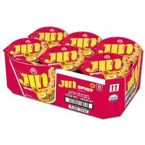 OTOKI Jin Ramen Spicy Cup Noodles – Authentic Korean Instant Cup Ramen with 13-Hour Simmered Beef Bone Broth, Bold & Fiery Flavor, Ready in 4 Minutes, 2.29 oz (Pack of 6)