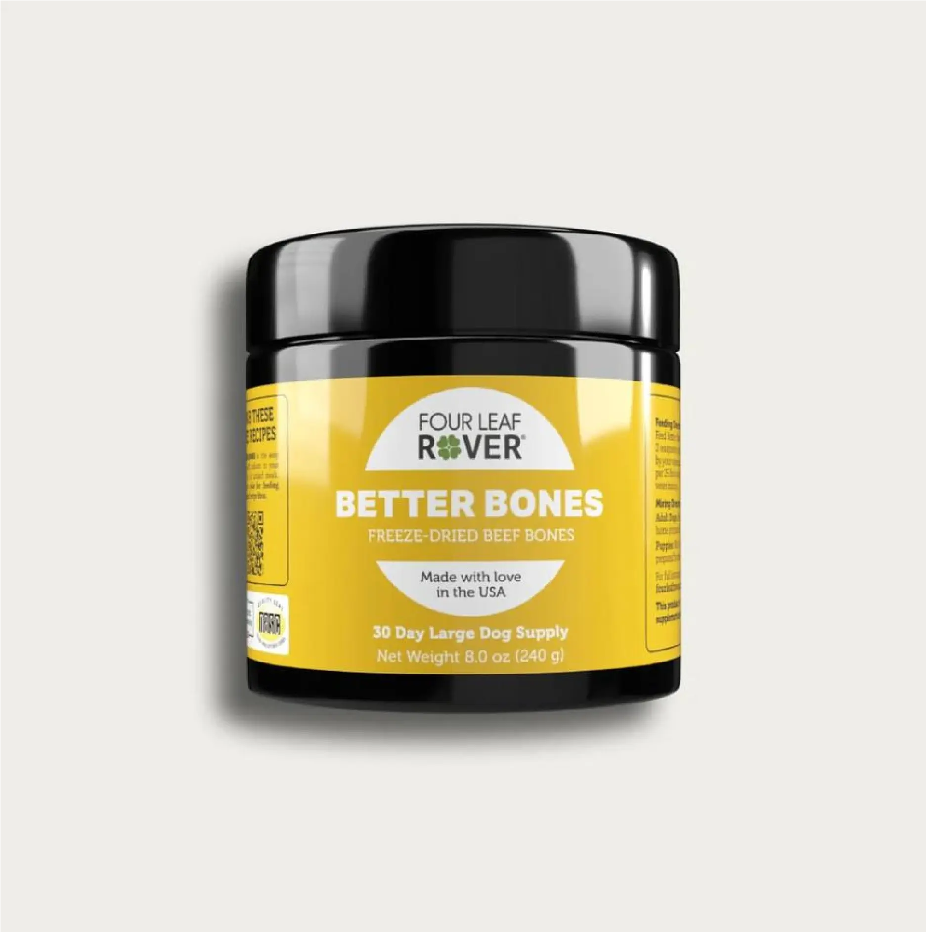 Four Leaf Rover Better Bones 8.0Oz Freeze-Dried Beef Bones for Strong Bones & Teeth Natural Calcium Supplement for Dogs