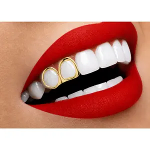 14K Gold Plated Open Face Double Cap Grillz
