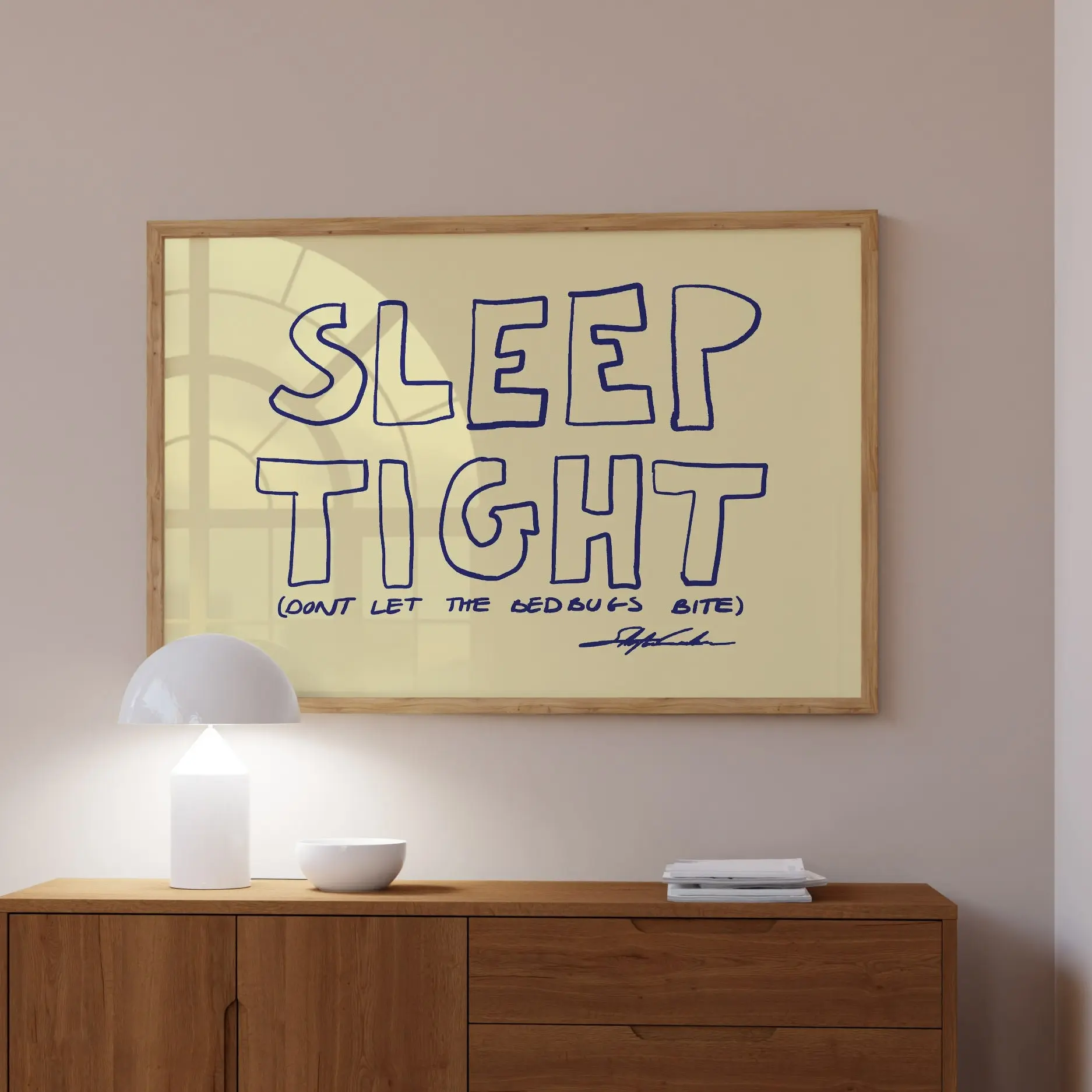7 Color Options - Sleep Tight Horizontal Poster Print No Frame, Mid Century Print, Aesthetic wall art, Bauhaus Art, Typography, Bedroom Decoration
