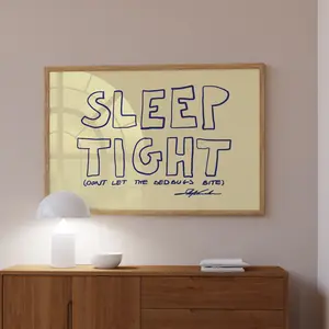 7 Color Options - Sleep Tight Horizontal Poster Print No Frame, Mid Century Print, Aesthetic wall art, Bauhaus Art, Typography, Bedroom Decoration