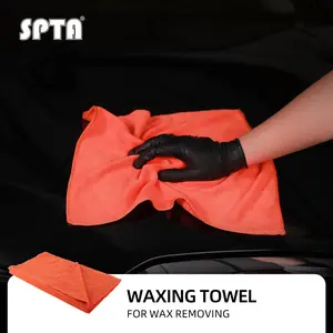 SPTA Microfiber Cleaning Cloth, Car Wash Towels, 1PC Orange 320GSM Free Reusable and Washable Premium Microfiber Towels for Cars,Wet and Dry Towel Strong Decontamination High Water Absorption Towel