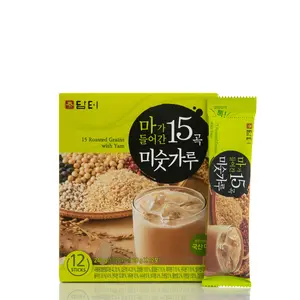 Damtuh Misugaru Powder with Yam – Korean 15 Roasted Grains Breakfast Drink Mix, Creamy & Nutty Flavor, Instant Multigrain Latte Mix, Caffeine-Free, 20g x 12 Sticks