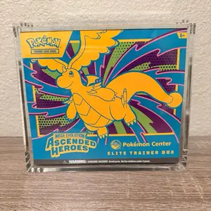 Magnetic UV Resistant Acrylic Display Case Pokemon elite trainer box ETB top loading design six strong magnetic lid, protect your standard ETB fast ship from Arizona top loading UV dust sealed collection