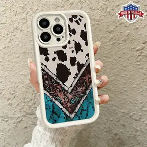 Stylish Western Cow Print Pattern Case for iPhone 17 16 15 14 Pro Max 13 12 11 XR XS Plus Air Slim Shockproof Anti Drop Protective TPU Cover durable phone cover gift Smartphone Protection