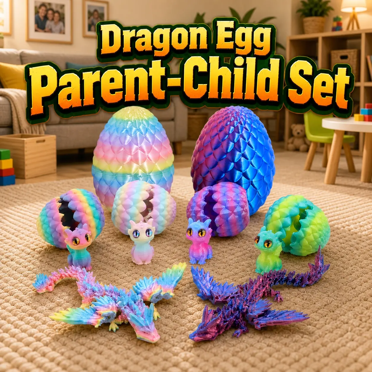 [BackToSchool] Vvinca Articulated Crystal Dragon Family with Wings, Mystery Box Hatching Fidget Toy, 3D Printed Art Sensory Toy & Birthday Gift for Kids，Outdoor #tiktokshopsummersale