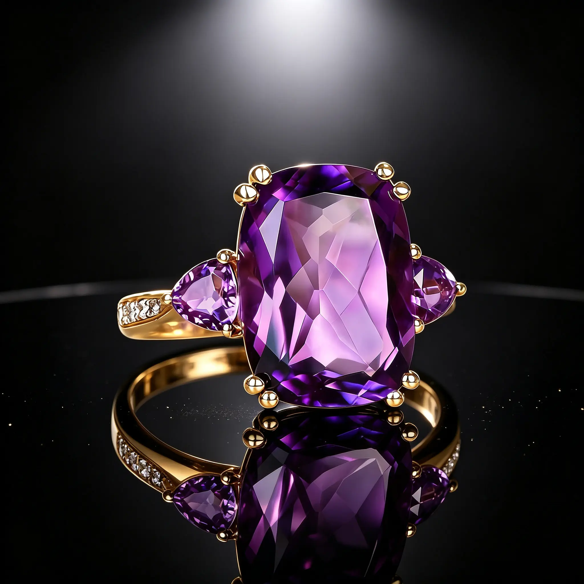 Noble and elegant commitment ring, high-quality inlaid purple synthetic zircon ring, guardian stone of love, suitable for engagement, romantic wedding, banquet and daily matching, women's jewelry