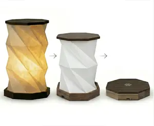Flexifold Zen Lamp - Wood & Ppaer Foldable Accordion Night Light | Dimmable Warm Glow | 360° Portable Wireless USB Rechargeable Camping Lantern | Minimalist Japandi Wabi-sabi Room Decor | 2026 best Gift