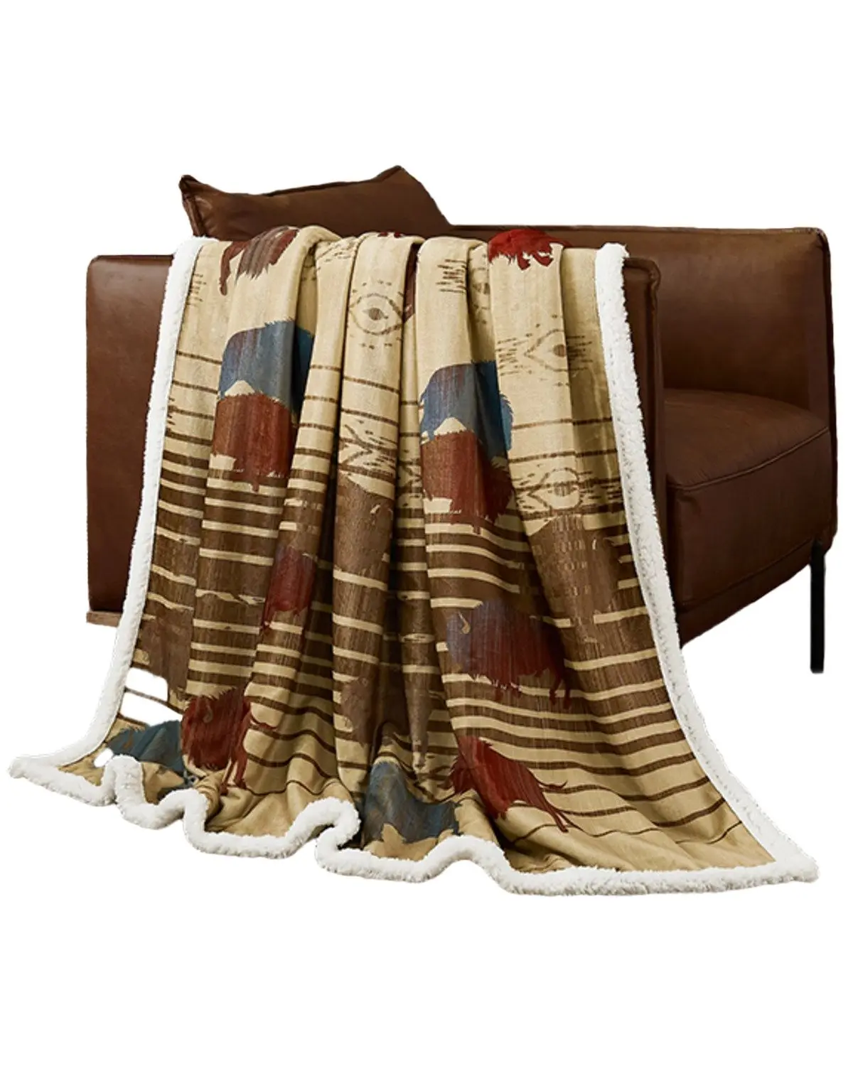 Hiend Accents Unisex Home On The Range Campfire Sherpa Throw - Cf2237th-Os-Oc