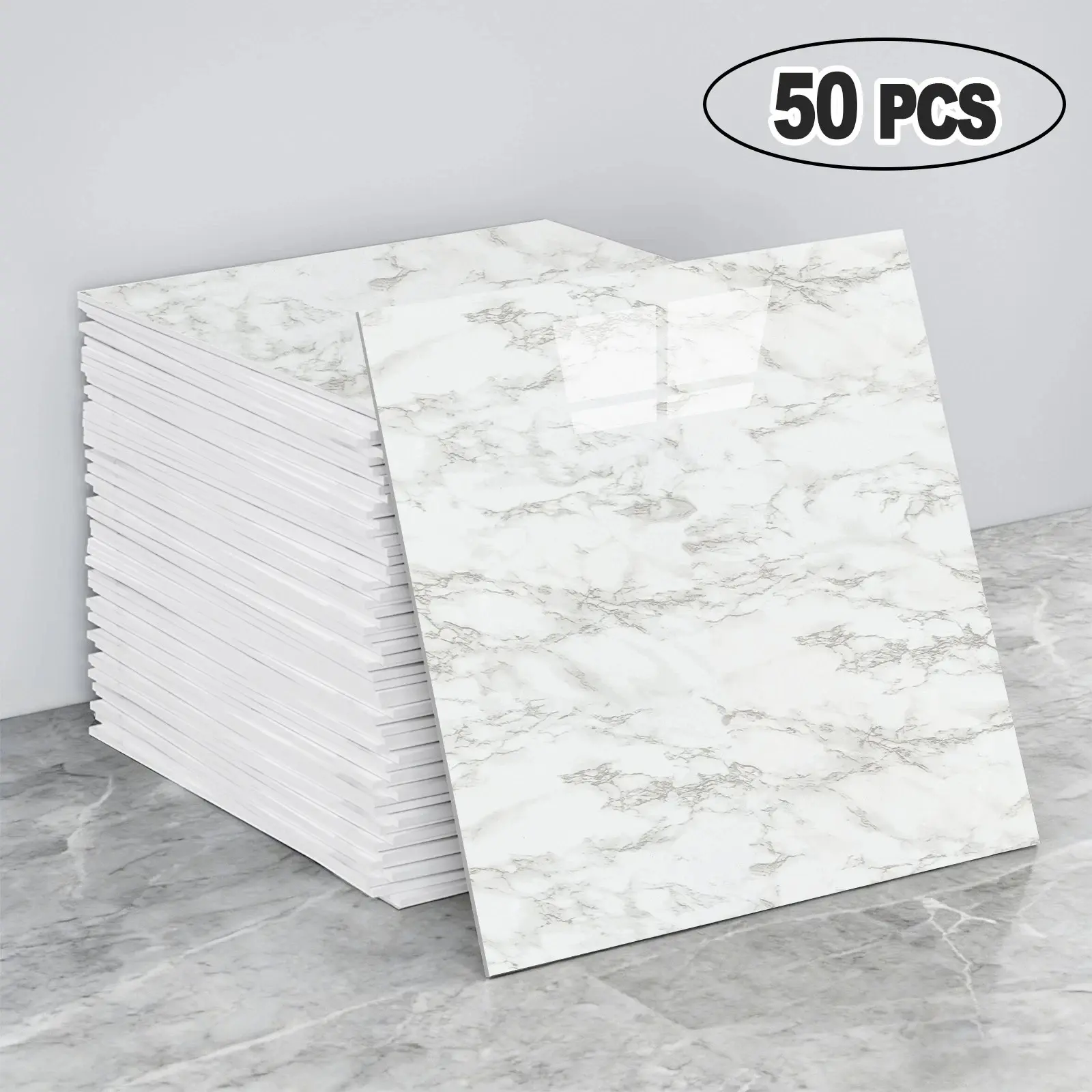 12×12 Inch Peel & Stick PVC Wall Tiles (50/100 Pcs) - Renter-Friendly Peel and Stick Wallpaper, 3D Foam Sticker Backsplash for RV, Entryway, Moisture-Proof Building Supplies