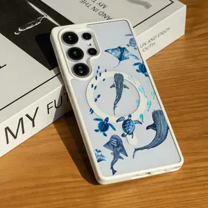 Whale Shark Turtle Fish Phone Case for SAMSUNG S22/S23/24/25/ULTRA/PLUS  Matte Magnetic Phone Case Matte touch No signal blockin Acrylic Fingerprint