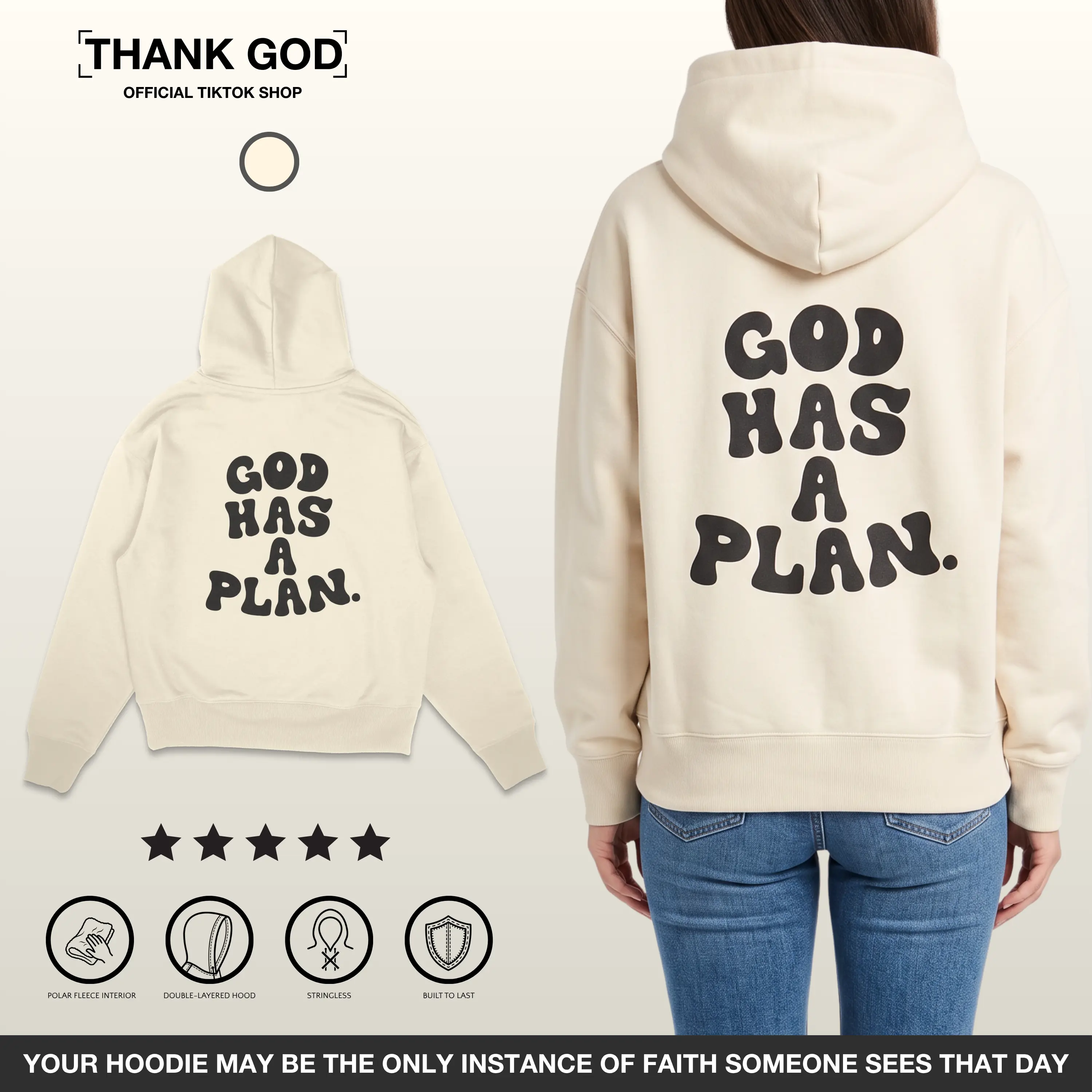 Thank God | God Has A Plan Hoodie | Unisex Premium Pre Shrunk Stringless Christian Heavyweight Fleece Pullover