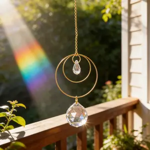 Modern Minimalist Fashion Small Hanging Decor, Balcony Garden Home Ornament, Sun Catcher Bedroom Rainbow Stone Pendant Wind Chime