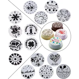15PCS Floral Cake Decorating Stencils Airbrush Templates for Wedding Christmas Cake Baking Decorating Supplies
