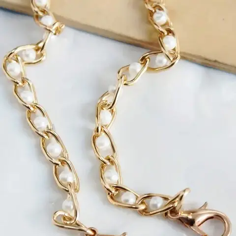Faux Pearl Chain Shoulder Strap, Casual Adjustable Strap, 23.62-43.31inch Replacement for Crossbody Bag & Handbag, Stylish Long Cross Body Design, Bag Chains, Bag Chains for Handbags, Purse Accessory, Bag Accessories