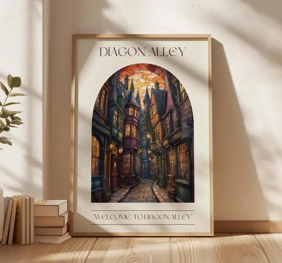 HP Poster Wall Art Hanger, Wizard Print, Fantsy Wall Art Living Room Decor, Hanging Movie Poster Print, Extra Large Wall Art