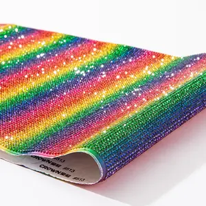 Self-Adhesive Rhinestone Sheet 9.4x7.9 Inch Glitter Crystal Gem Stickers for Car Phone DIY Craft Bling High-Density Bling Decals for Women DIY Clothing Decor(Rainbow)
