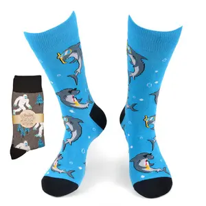 Men's Vacation Shark Socks / Novelty Socks / Gift Ideas for Men / Birthday / Christmas / Gag Gift Idea / Animal Socks/ Fish Socks/ Funny Menswear Soft Formal Dress Casual